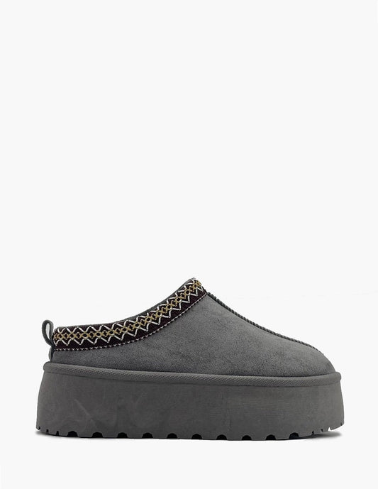 Zueco - Bota pelito caña baja Gris